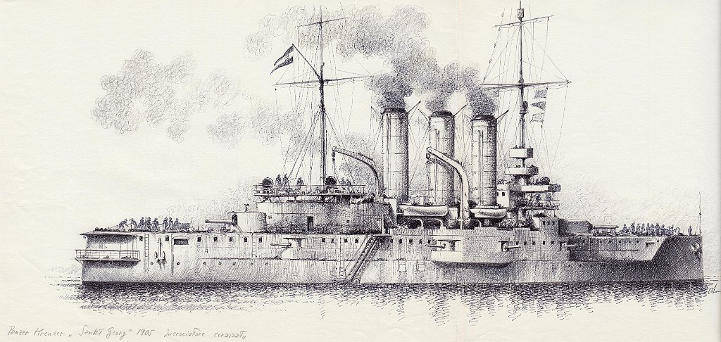 56-Panzer Kreuzer 'Sankt Georg' - 1905 - Incrociatore corazzato